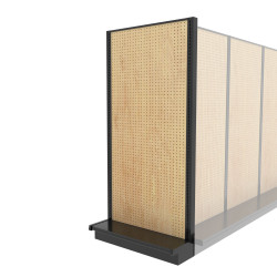 Lozier Shelving End Cap Display, Black and Wood Pegboard 36W 78H 13D Lozier Shelving End Cap Display, Black and Wood Pegboard 36W 78H 13D