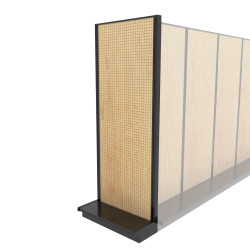 Lozier Shelving End Cap Display, Black and Wood Pegboard 36W 96H 13D Lozier Shelving End Cap Display, Black and Wood Pegboard 36W 96H 13D