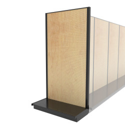 Lozier Shelving End Cap Display, Black and Wood Pegboard 48W 96H 22D Lozier Shelving End Cap Display, Black and Wood Pegboard 48W 96H 22D