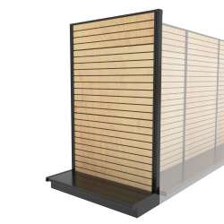 Lozier Black Gondola End Cap Display With Wood Slatwall, 48W 78H 19D