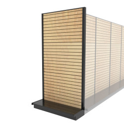 Lozier Black Gondola End Cap Display With Wood Slatwall, 48W 96H 16D