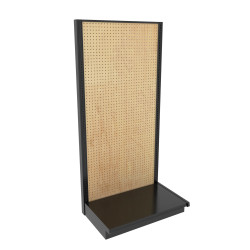 Lozier Gondola Wall Display Starter, Black and Wood Pegboard 36W 78H 22D