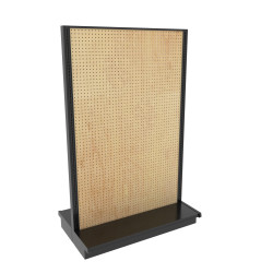 Lozier Gondola Island Display Starter, Black and Wood Pegboard 48W 78H 13D Lozier Gondola Island Display Starter, Black and Wood Pegboard 48W 78H 13D