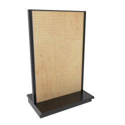 Lozier Gondola Island Display Starter, Black and Wood Pegboard 48W 78H 16D Lozier Gondola Island Display Starter, Black and Wood Pegboard 48W 78H 16D