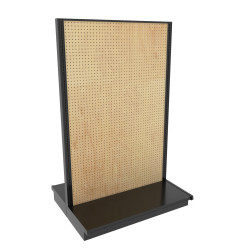 Lozier Gondola Island Display Starter, Black and Wood Pegboard 48W 78H 19D