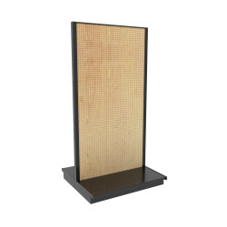 Lozier Gondola Island Display Starter, Black and Wood Pegboard 48W 96H 22D