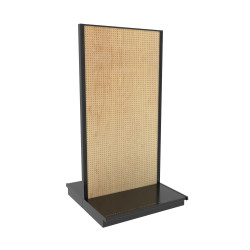 Lozier Gondola Island Display Starter, Black and Wood Pegboard 48W 96H 25D