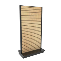 Lozier Gondola Island Display Starter, Black and Wood Slatwall 48W 96H 13D