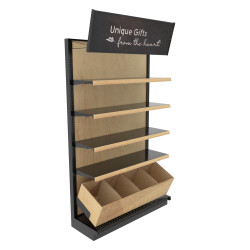 Wood Gondola Shelving Wall Unit With Shelves & Bins, 4ft Wide Wood Gondola Shelving Wall Unit With Shelves & Bins, 4ft Wide