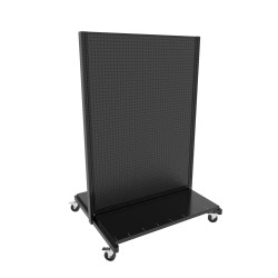 Lozier Mobile Gondola Starter, Black and Wood Slatwall 48W 72H 19D