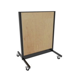 Lozier Mobile Gondola Starter, Black With Wood Pegboard Back 48W 60H 19D Lozier Mobile Gondola Starter, Black With Wood Pegboard Back 48W 60H 19D