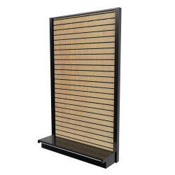 Black Wall Gondola Shelving With Wood Bins & Shelves | DGS