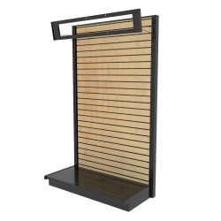 Wood Slatwall Lozier Gondola Shelving Wall Display With Sign Holder 48W 84H 25D Wood Slatwall Lozier Gondola Shelving Wall Display With Sign Holder 48W 84H 25D
