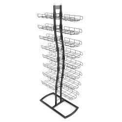 16-Tier Double-Sided Baseball Hat Display Rack - Retail Stand with Sign Holder