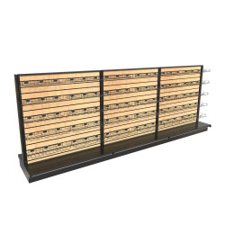 12-Foot Double-Sided Hat Display Gondola - 1080 Hat Capacity, Sign Holder