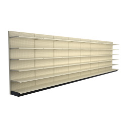 Lozier Platinum Gondola Shelving Wall Display - 32ft Wide, 96"H, 22"D, 48 Shelves Lozier Platinum Gondola Shelving Wall Display - 32ft Wide, 96"H, 22"D, 48 Shelves