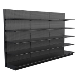 Black Gondola Wall Display Shelving - 12ft Wide, 84