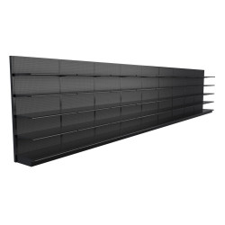 G.SHELF 1200(ウォールナット) Black Gondola Retail Wall Shelving - 36ft Wide, 84