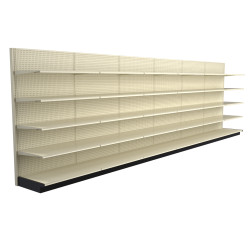 Lozier Platinum Gondola Shelving Wall Display - 24ft Wide, 84"H, 25"D, 30 Shelves Lozier Platinum Gondola Shelving Wall Display - 24ft Wide, 84"H, 25"D, 30 Shelves