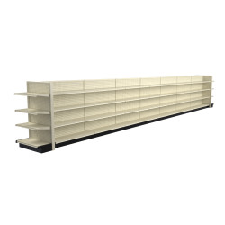 Lozier Platinum Gondola Shelving Island Display - 31ft Wide, 54"H, 13"D, 64 Shelves Lozier Platinum Gondola Shelving Island Display - 31ft Wide, 54"H, 13"D, 64 Shelves
