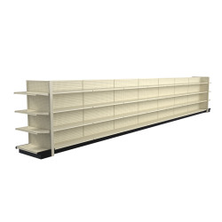 Lozier Platinum Gondola Shelving Island Display - 31ft Wide, 60"H, 13"D, 64 Shelves Lozier Platinum Gondola Shelving Island Display - 31ft Wide, 60"H, 13"D, 64 Shelves