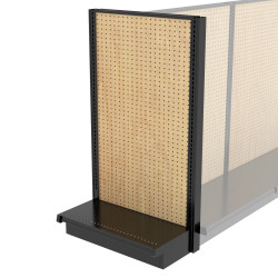 Lozier Shelving End Cap Display, Black and Wood Pegboard 30W 54H 13D