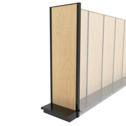 Lozier Shelving End Cap Display, Black and Wood Pegboard 30W 96H 13D Lozier Shelving End Cap Display, Black and Wood Pegboard 30W 96H 13D