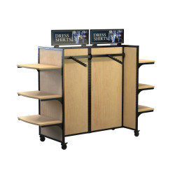 Rackform Wood Mobile Display with 18 Shelves, 84W 62H | DGS Retail