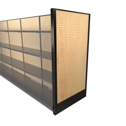 Lozier Gondola Shelving End Panel, Black and Wood Slatwall 36W 72H