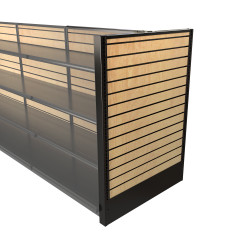 Lozier Gondola Shelving End Panel, Black and Wood Slatwall 48W 54H