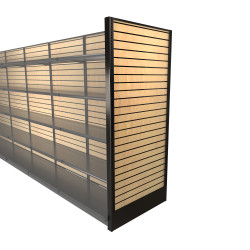 Lozier Gondola Shelving End Panel, Black and Wood Slatwall 48W 84H