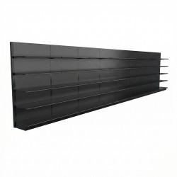 ラック　890x455x1720 Lozier Black Marteck Gondola Shelving Wall Display - 32ft Wide, 84