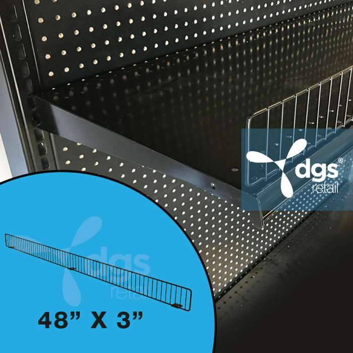 3 x 48 Black Wire Shelf Front Fence for 48” Wide Lozier & Madix