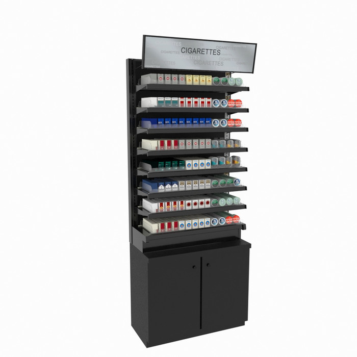 TobacPro Cigarette Display Rack With 8 Shelves, Pushers 36W 60H