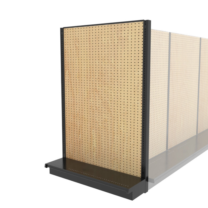 Lozier Shelving End Cap Display, Black and Wood Pegboard 48W 60H 22D