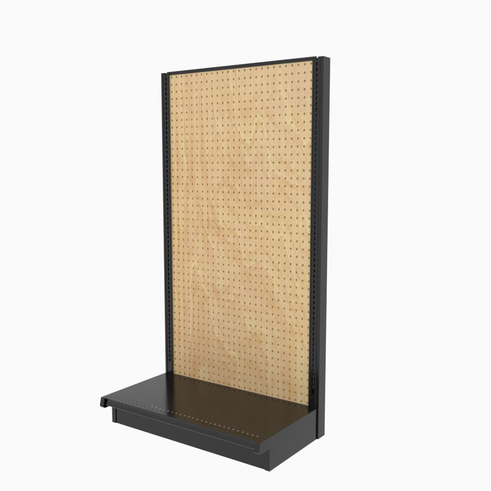 Lozier Gondola Wall Display Starter, Black and Wood Pegboard 36W 72H 16D