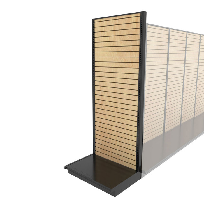 Lozier Black Gondola End Cap Display With Wood Slatwall, 36W 96H 25D