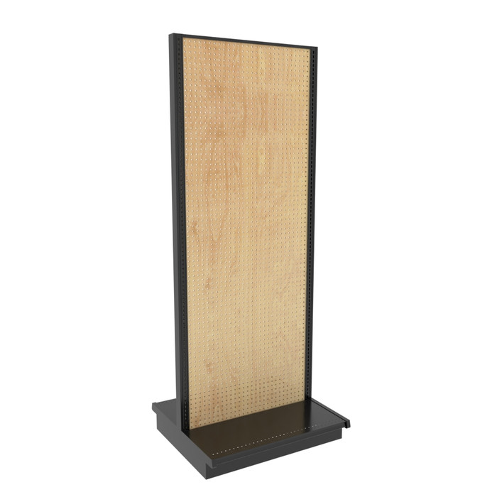 Lozier Gondola Island Display Starter, Black and Wood Pegboard 36W 96H 16D