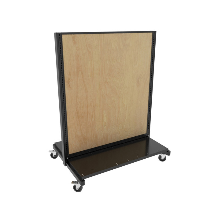 Lozier Mobile Gondola Starter, Black With Wood Back 48W 60H 16D w/Base