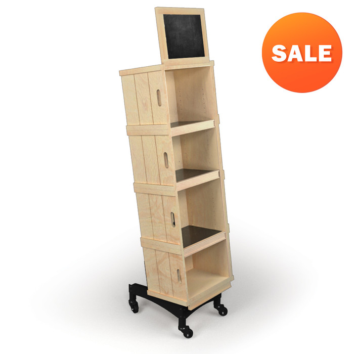 mobile rolling wood wine liquor store crate display made by DGS Retail