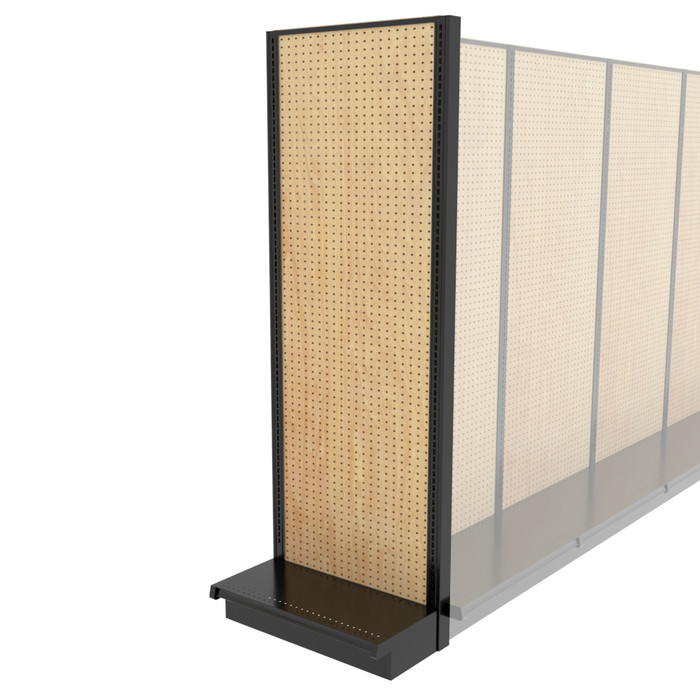 Lozier Shelving End Cap Display, Black and Wood Pegboard 30W 84H 13D
