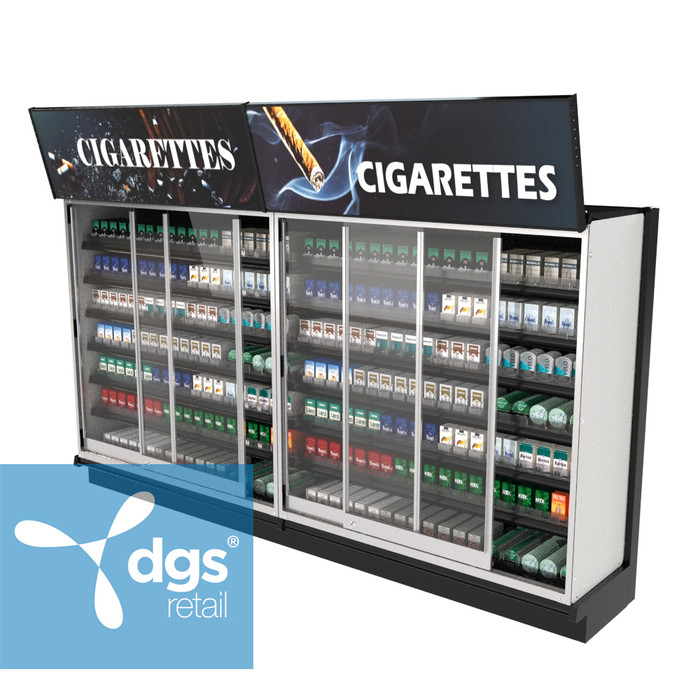 TobacPro Cigarette Security Display Case 16 Shelves, Adjustable