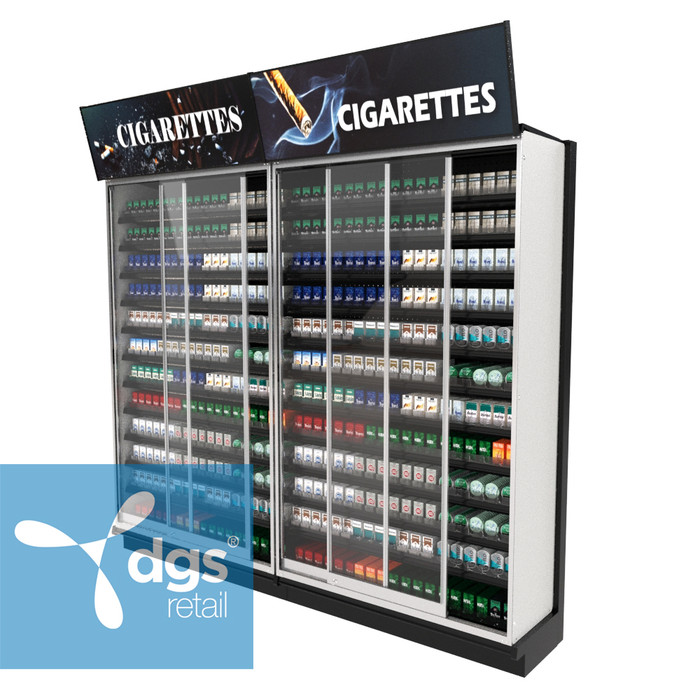 TobacPro Cigarette Security Display Case 26 Shelves, Adjustable