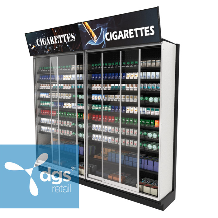 TobacPro Cigarette Security Display Case 22 Shelves, Adjustable