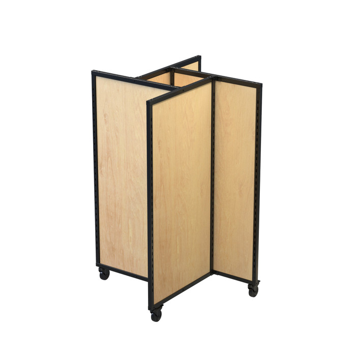 Black Rackform Apparel Display, 38W 54H retail fixture shown without merchandise. Ideal for visual merchandising in retail environments.