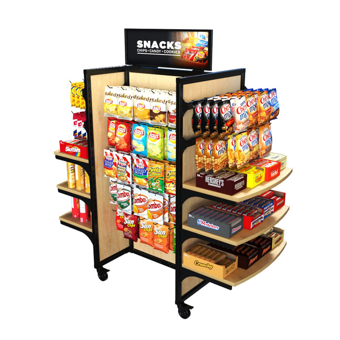 E&YのDISPLAY SHELVES Black & Wood Island Display with 6 Shelves, 14 Hangbars & 70