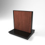 54 inch island gondola shelving unit with stained wood back panels