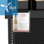 Shelf talker sign holder attached to price tag channel of gondola shelf.