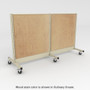 Light wood stain on back panels of mobile gondola unit.