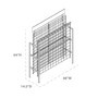 Line art diagram of a wire wine rack with price tag holders, showing overall dimensions 48 inches wide